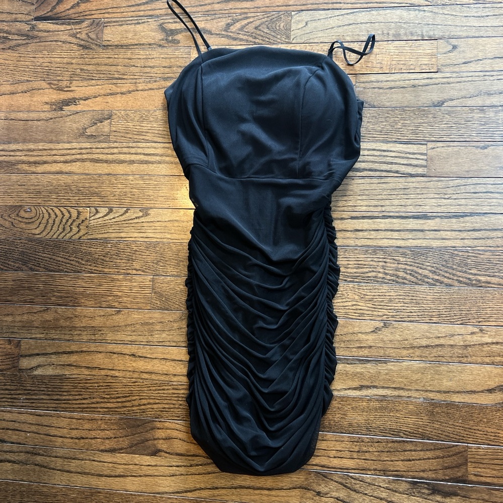 Elegant Black Ruched Dress